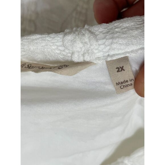 Soft Surroundings Women's 2X White Dress Cotton Shift Mini Textured Boho Stretch - Picture 4 of 9